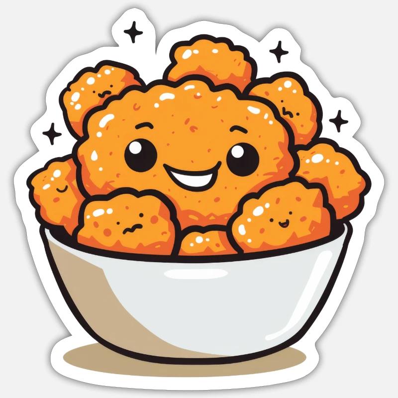 Süße Hähnchenstücke Comic - Sticker Größe S (10 x 10 cm) - Mattweiß