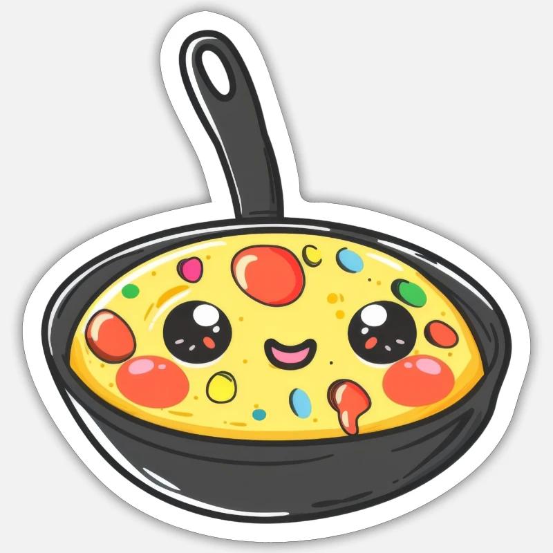 Cute Pan Scrambled Eggs Comic Sticker size S (10 x 10 cm)