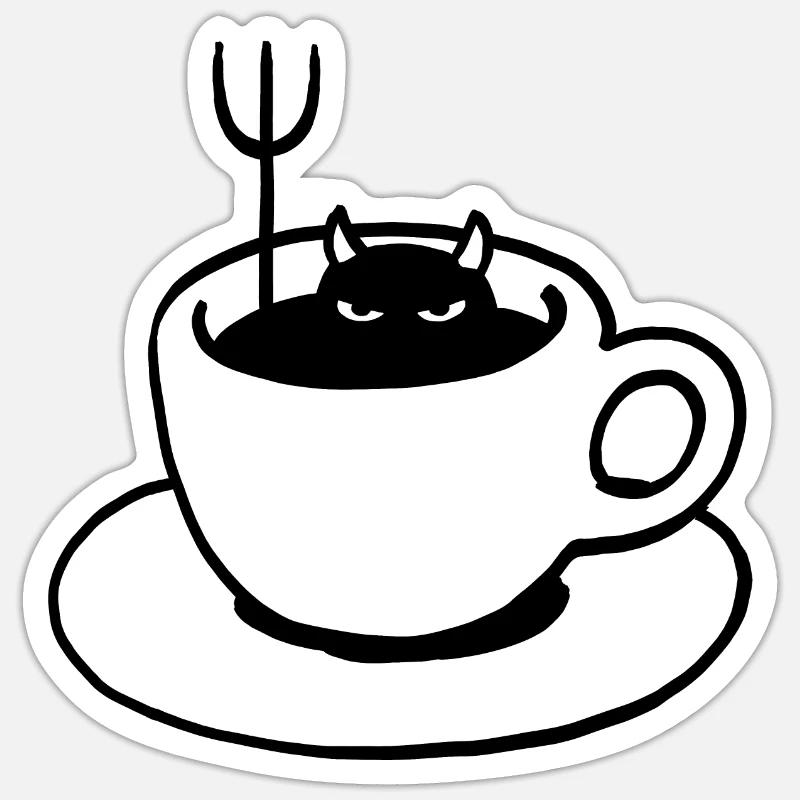 Coffee Devil - Sticker size S (10 x 10 cm) - white matte