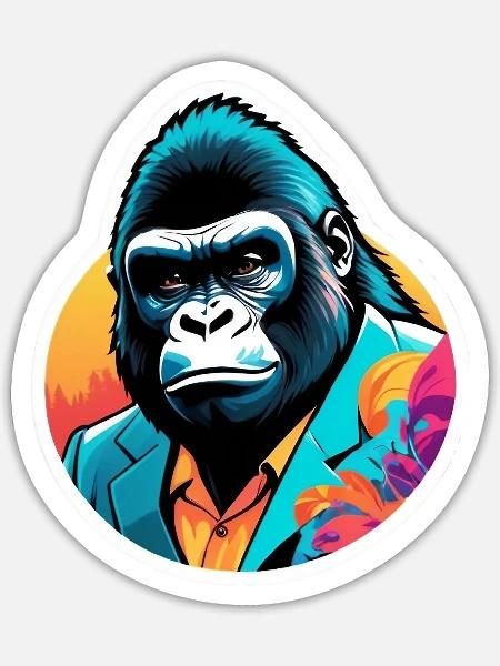 Gorilla im Anzug - Sticker Größe S (10 x 10 cm) - Mattweiß