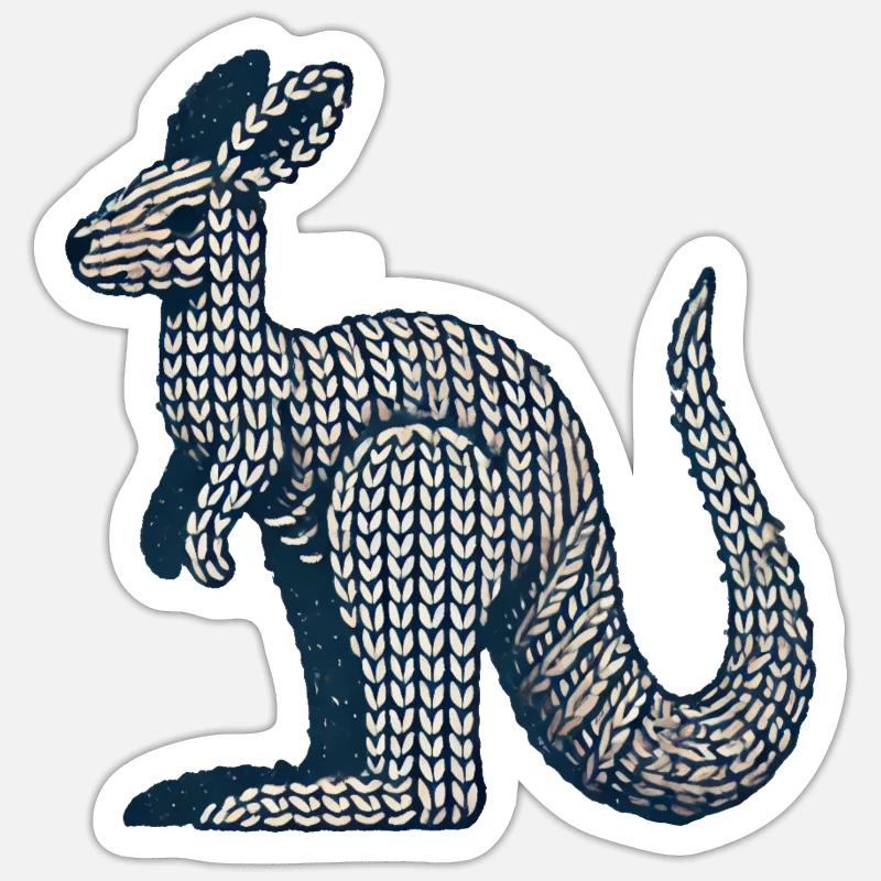 Knitted Kangaroo - Sticker Größe S (10 x 10 cm) - Mattweiß