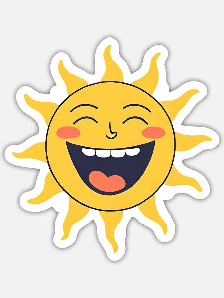 Lachende Sonne - Sticker Größe S (10 x 10 cm) - Mattweiß