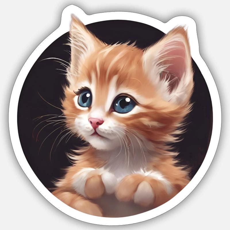 Petit chaton - Sticker taille S (10 x 10 cm) - blanc mat
