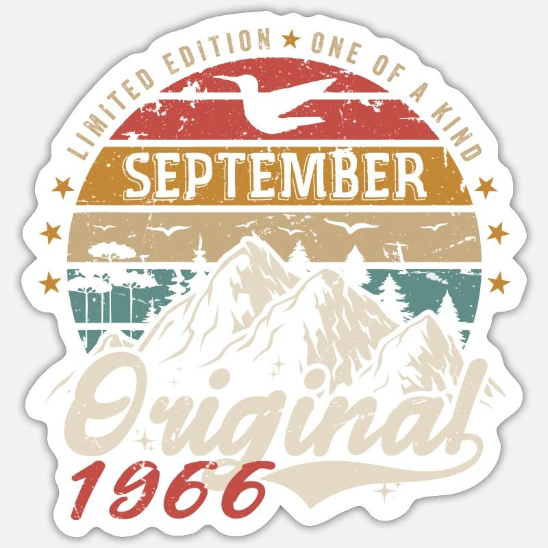 Cadeau Rétro 1966 Septembre Vintage Septembre 1966 - Sticker taille S (10 x 10 cm) - blanc mat