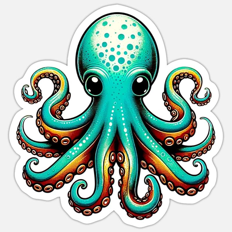 Krake - Sticker Größe S (10 x 10 cm) - Mattweiß