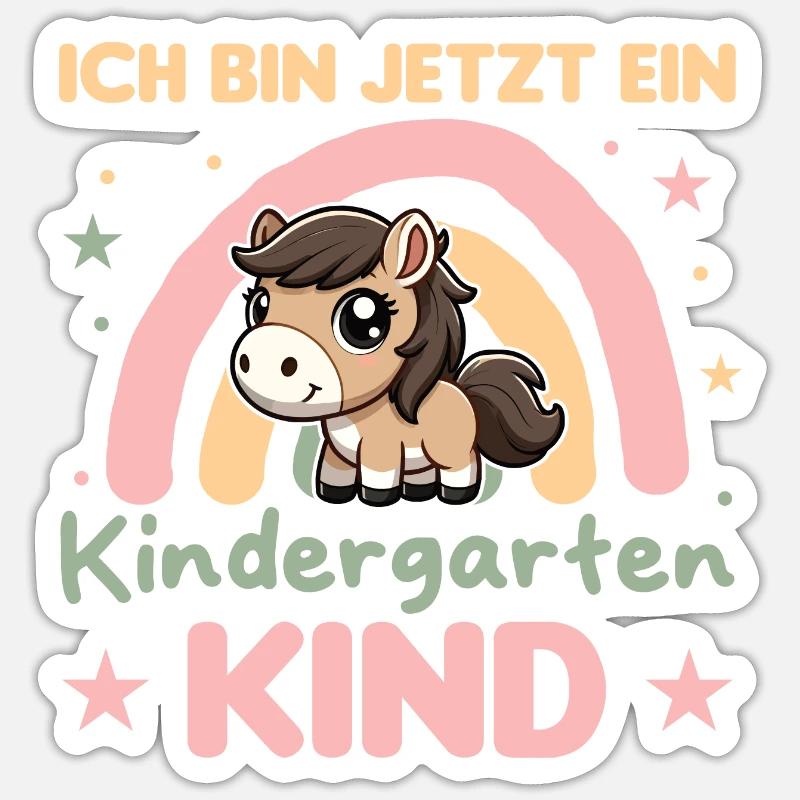 ich bin ein Kindergartenkind Regenbogen Pferd Sticker Größe S (10 x 10 cm)