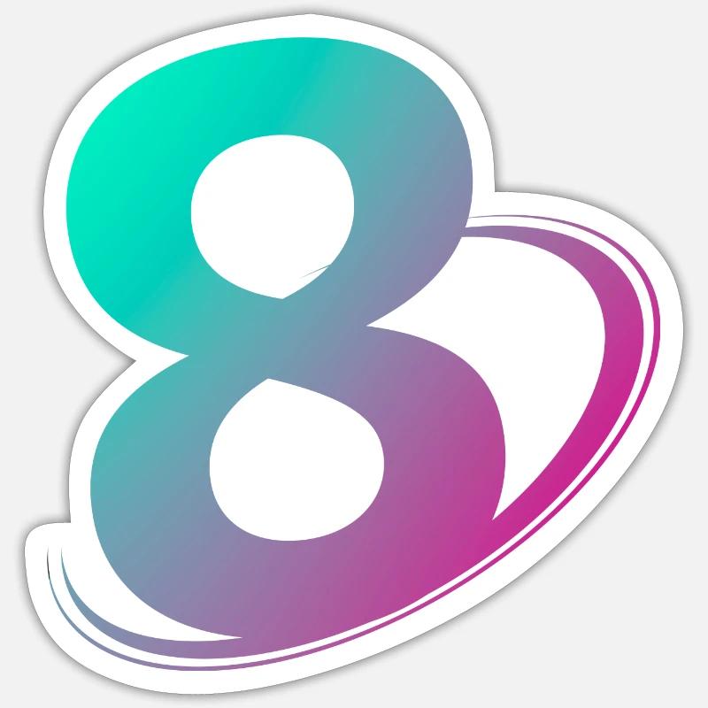 Numéro 8 multicolore - Sticker taille S (10 x 10 cm) - blanc mat