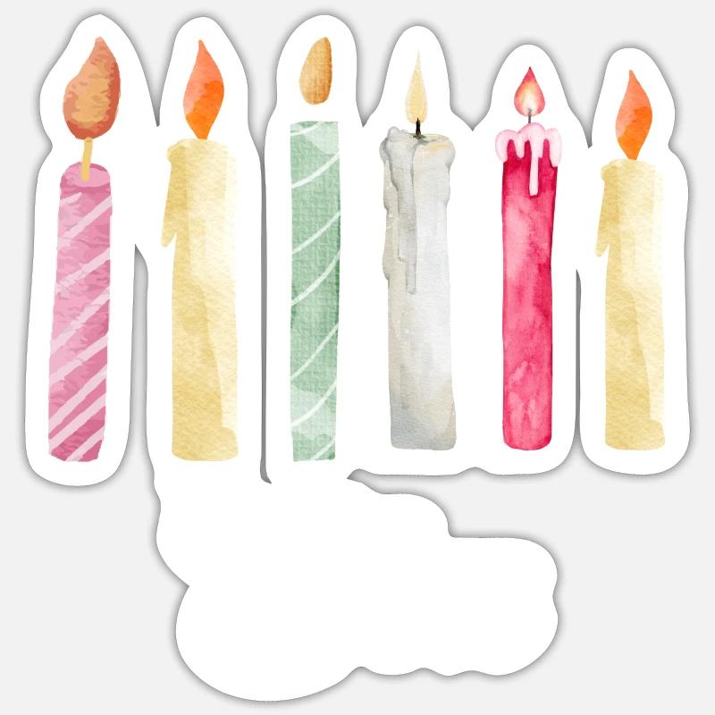 6e anniversaire bougie Sticker taille S (10 x 10 cm)