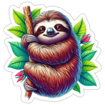 Sloth - Sticker size S (10 x 10 cm) - white matte - Front