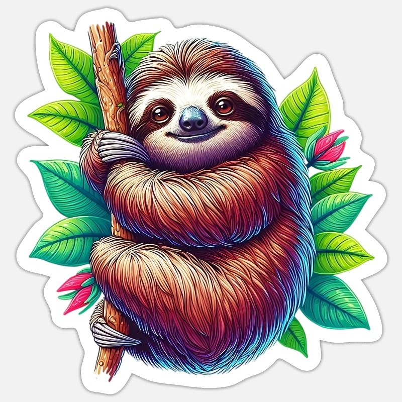 Faultier - Sticker Größe S (10 x 10 cm) - Mattweiß