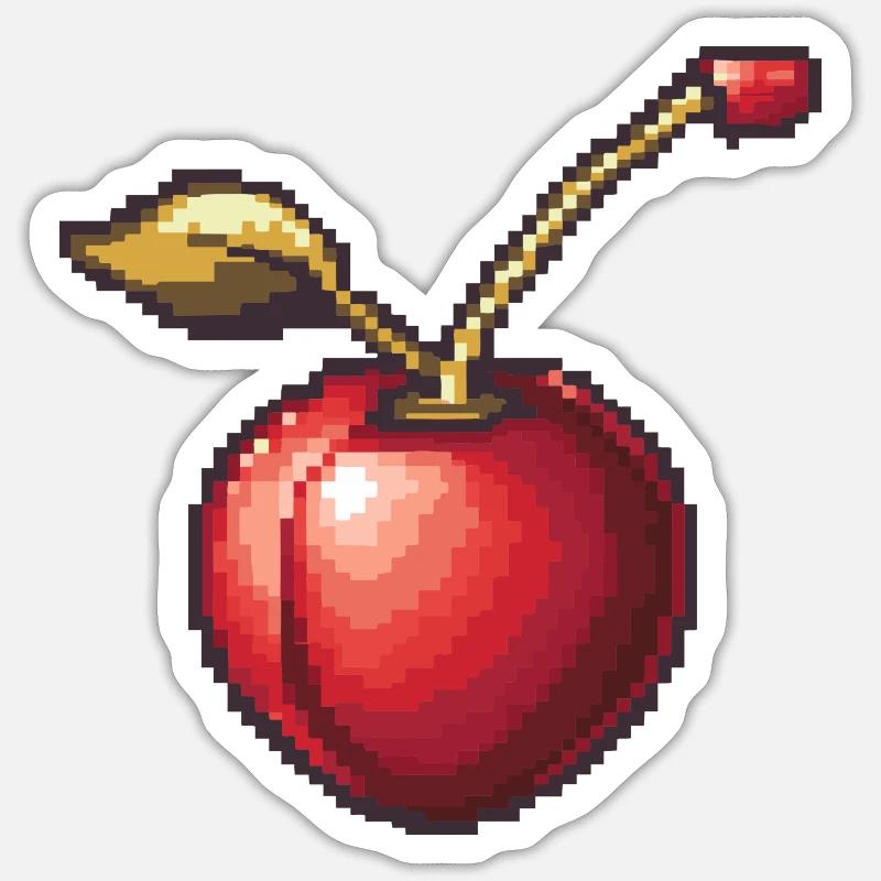 Cherry Pixel Icon - Sticker size S (10 x 10 cm) - white matte