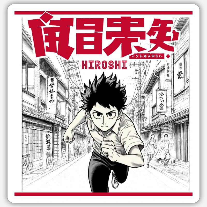 HIROSHI - Sticker taille S (10 x 10 cm) - blanc mat