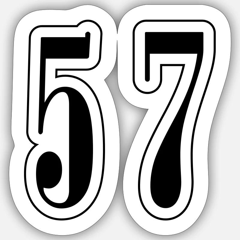 57 Symbole numérique - Sticker taille S (10 x 10 cm) - blanc mat