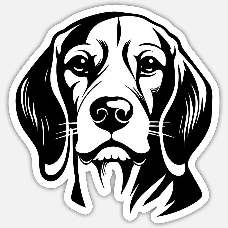 Tête de chien Beagle - Sticker taille S (10 x 10 cm) - blanc mat