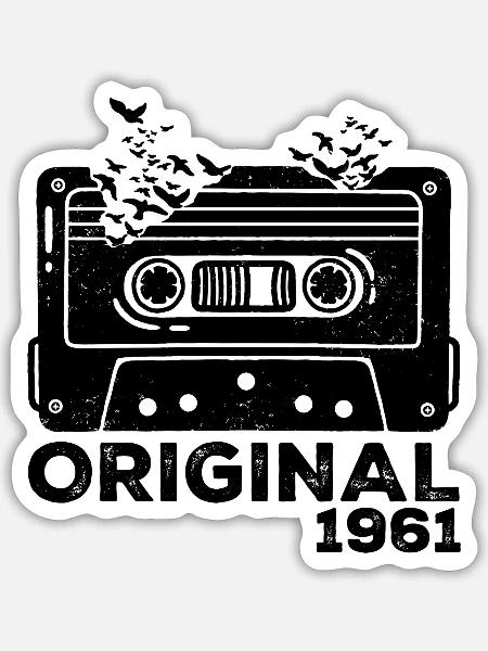 Geburtsjahr 1961 Kassette 1961 Geburtstag 1961 - Sticker Größe S (10 x 10 cm) - Mattweiß