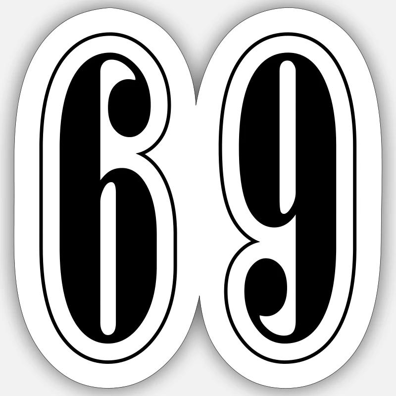 69 Number Symbol - Sticker size S (10 x 10 cm) - white matte