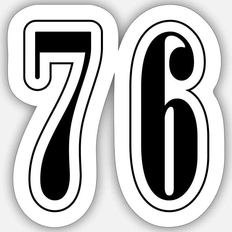 76 Symbole numérique - Sticker taille S (10 x 10 cm) - blanc mat