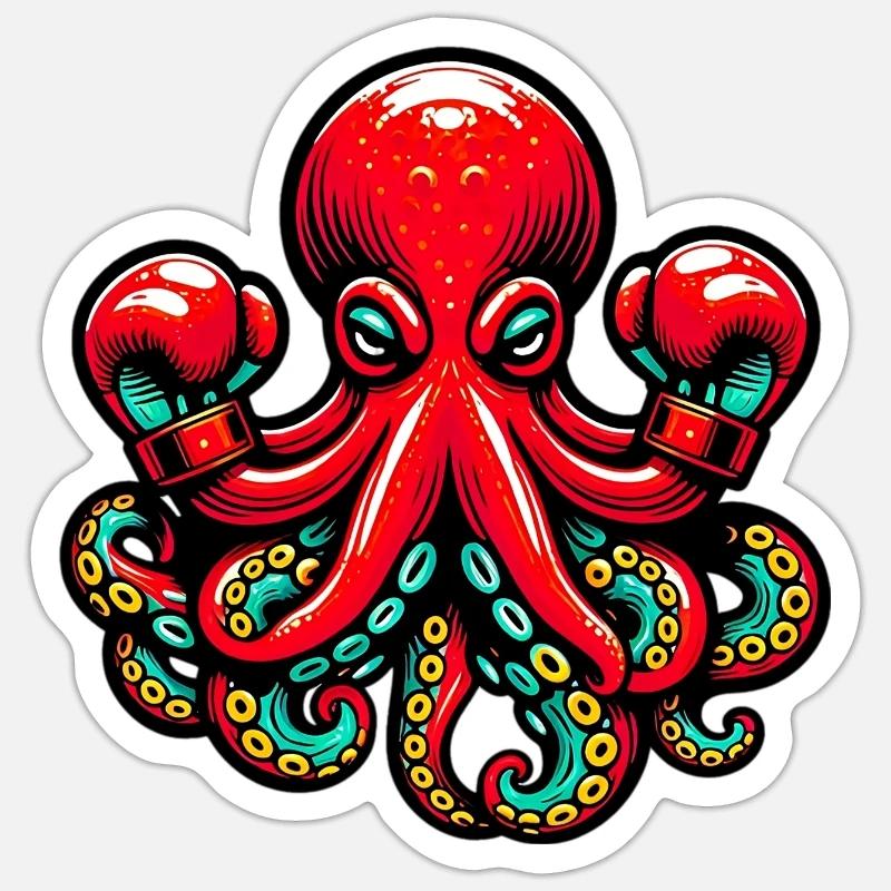 Krake - Sticker Größe S (10 x 10 cm) - Mattweiß