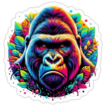 Gorille - Sticker taille S (10 x 10 cm) - blanc mat - Devant