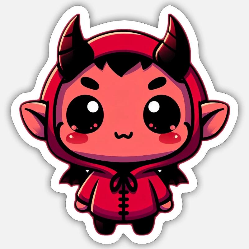 Chibi Red Devil - Sticker size S (10 x 10 cm) - white matte