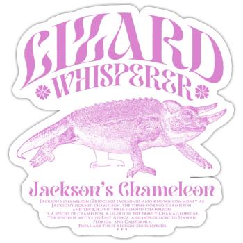 Le lézard caméléon de Jackson qui chuchote à l’oreille - Sticker taille S (10 x 10 cm) - blanc mat - Devant