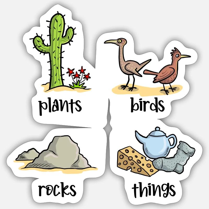 Plants birds rocks things - Sticker size S (10 x 10 cm) - white matte
