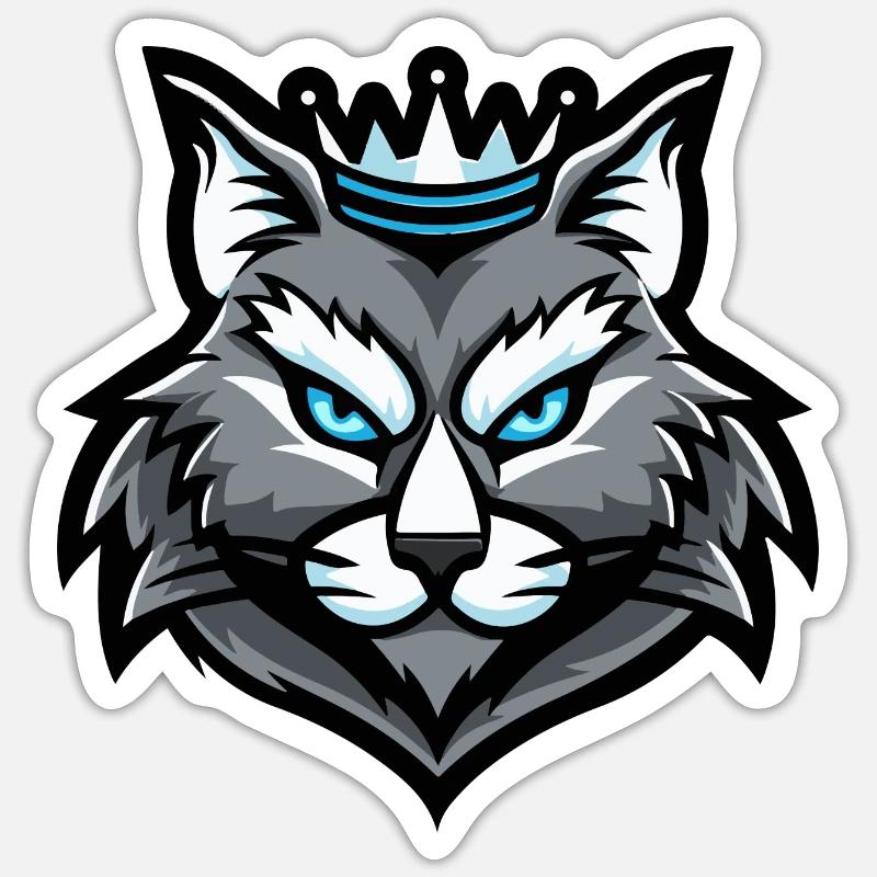 Katze Kopf Krone - Sticker Größe S (10 x 10 cm) - Mattweiß