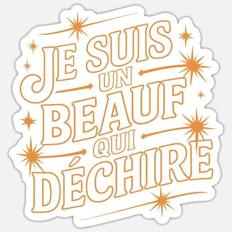 Je suis un beauf qui déchire - Sticker taille S (10 x 10 cm) - blanc mat