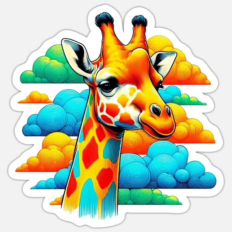 Giraffe with head in cloud clouds Sticker size S (10 x 10 cm)