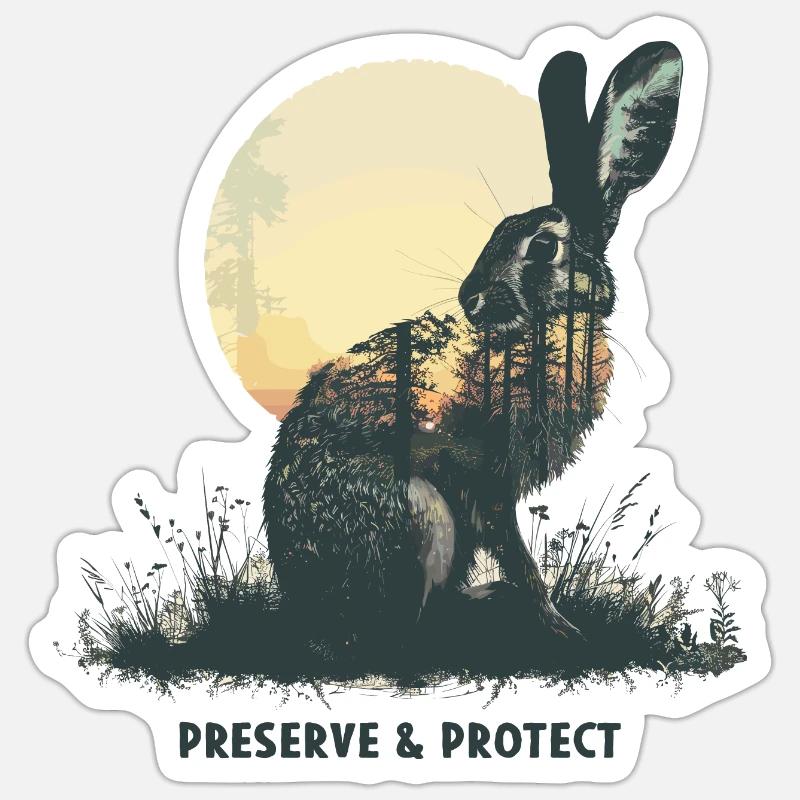 Préserver et protéger le lapin Sticker taille S (10 x 10 cm)