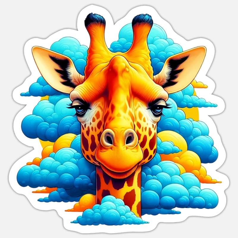 Giraffe with head in cloud clouds Sticker size S (10 x 10 cm)
