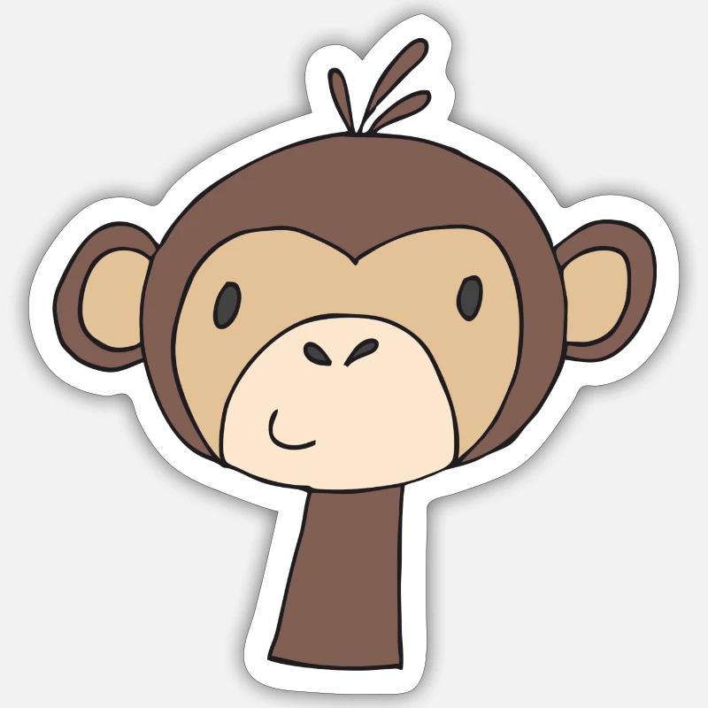 singe drôle - Sticker taille S (10 x 10 cm) - blanc mat