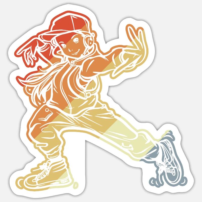 Fille de breakdance - Sticker taille S (10 x 10 cm) - blanc mat