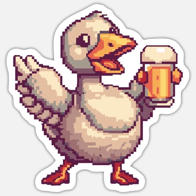 Goose Beer Pixel - Sticker size S (10 x 10 cm) - white matte