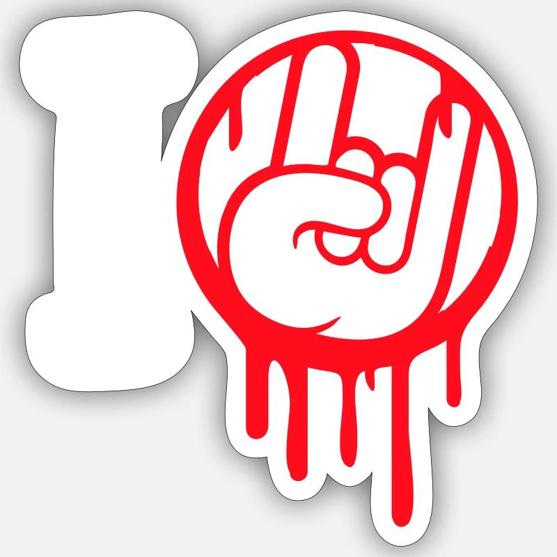 I Love Heavy Metal Hard Rock Musik Handgeste Herz - Sticker Größe S (10 x 10 cm) - Mattweiß