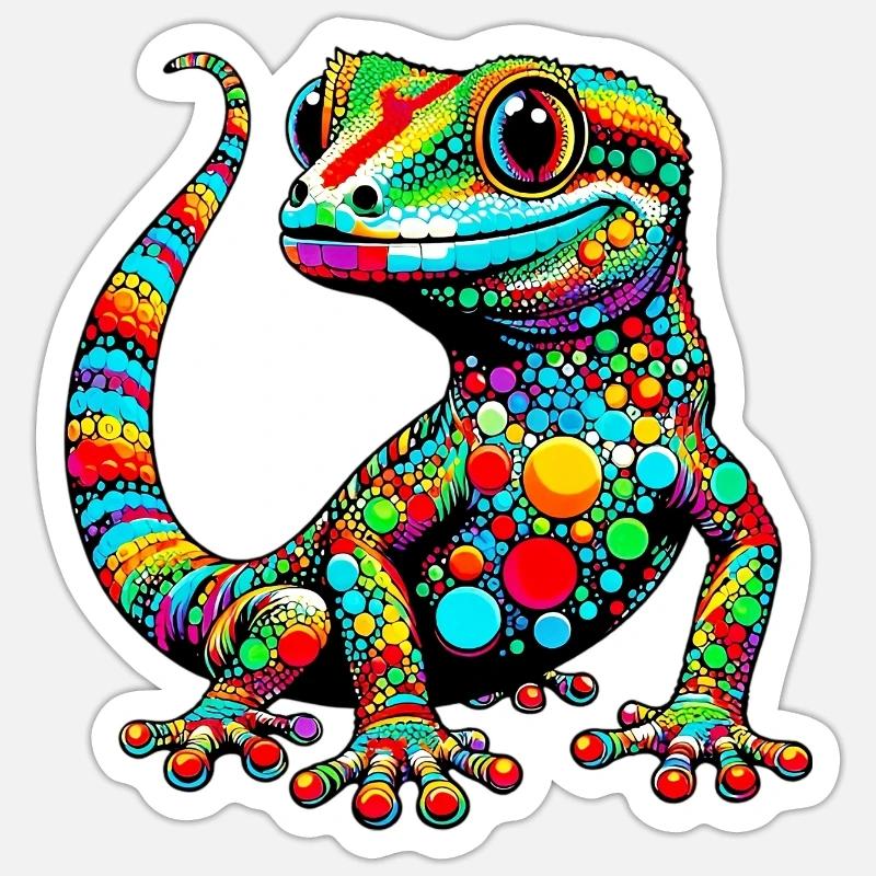 Gecko - Sticker taille S (10 x 10 cm) - blanc mat