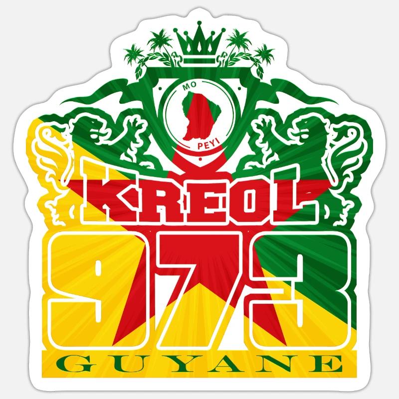 973 Kreol Guyane Drapeau Sticker taille S (10 x 10 cm)