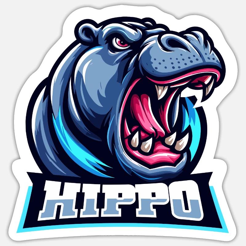 Nilpferd - Sticker Größe S (10 x 10 cm) - Mattweiß