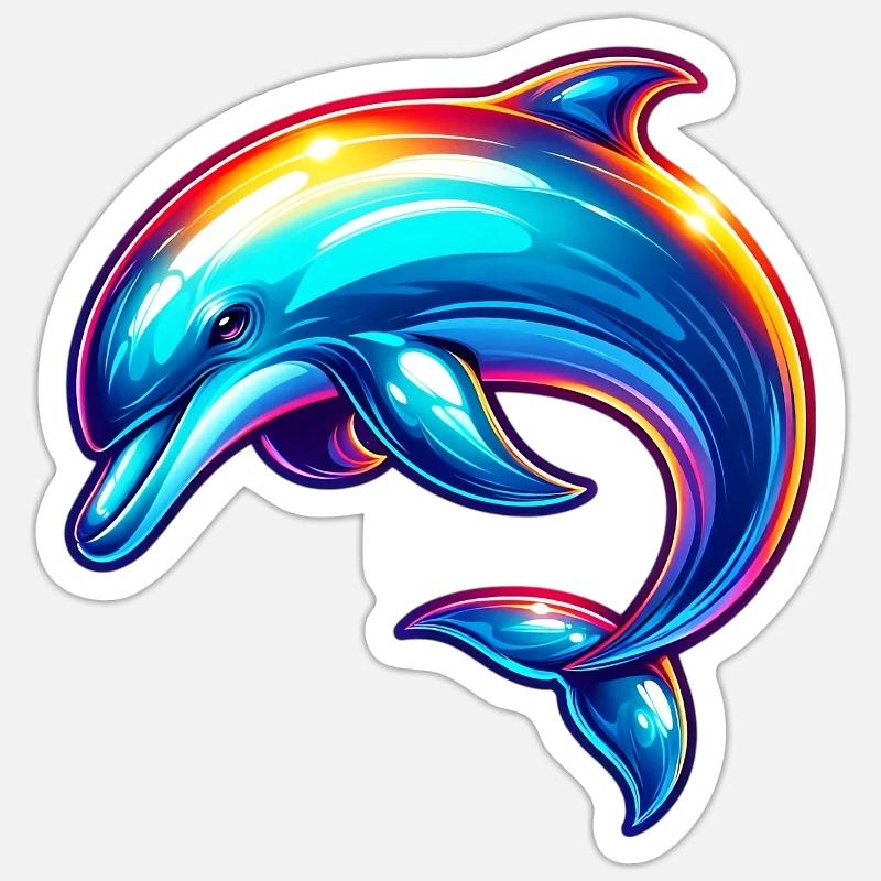 Delfin - Sticker Größe S (10 x 10 cm) - Mattweiß