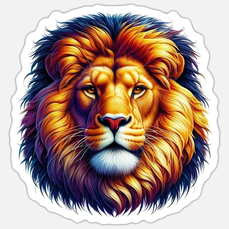 Lion - Sticker taille S (10 x 10 cm) - blanc mat