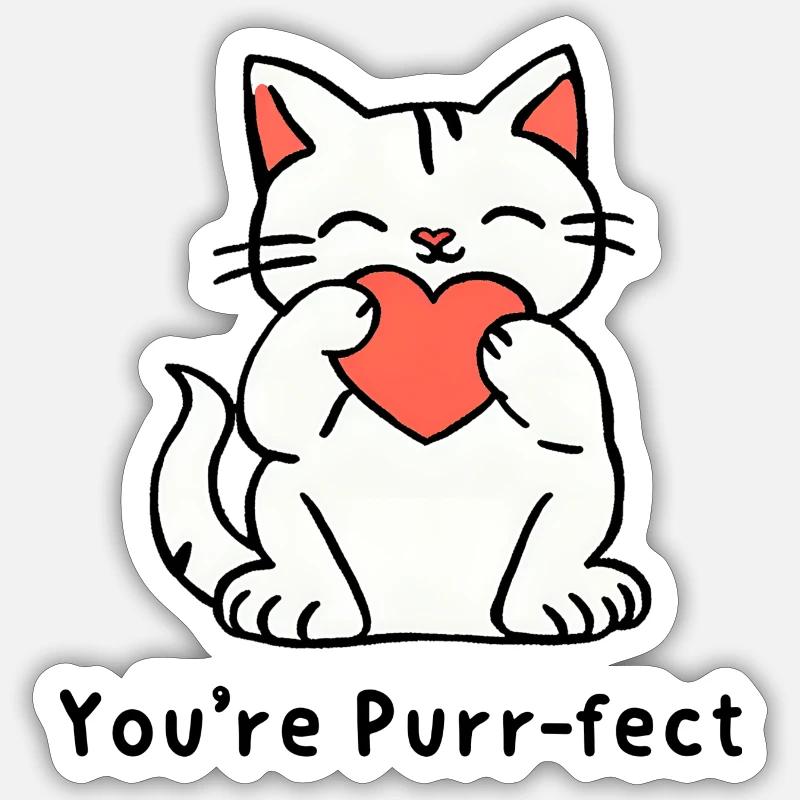 Du schnurrst perfekt - Sticker Größe S (10 x 10 cm) - Mattweiß