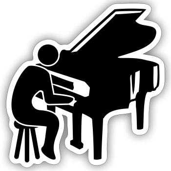 Piano Keys Instrument Playing Classical Music - Sticker size S (10 x 10 cm) - white matte - Front