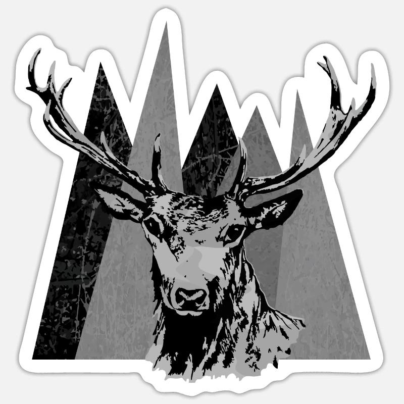Hirsch - Sticker Größe S (10 x 10 cm) - Mattweiß