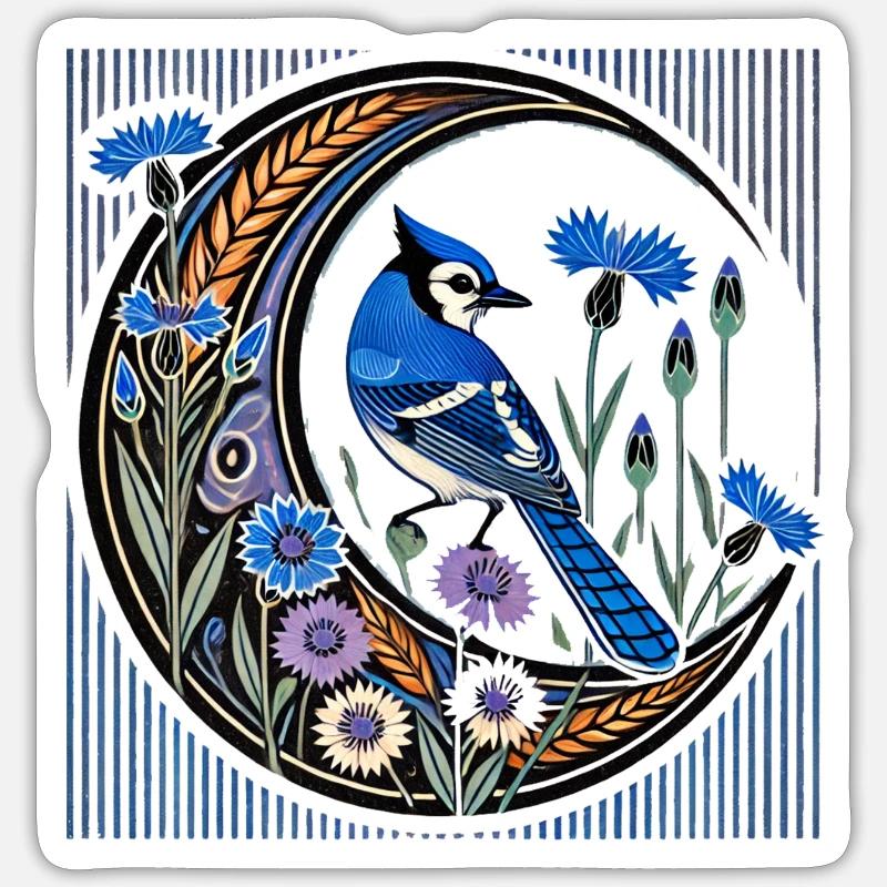 Bluejay - Sticker taille S (10 x 10 cm) - blanc mat