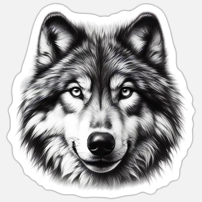 Wolf - Sticker Größe S (10 x 10 cm) - Mattweiß