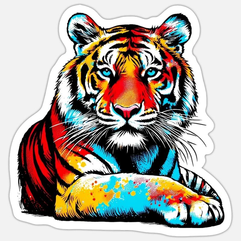 Tiger - Sticker Größe S (10 x 10 cm) - Mattweiß