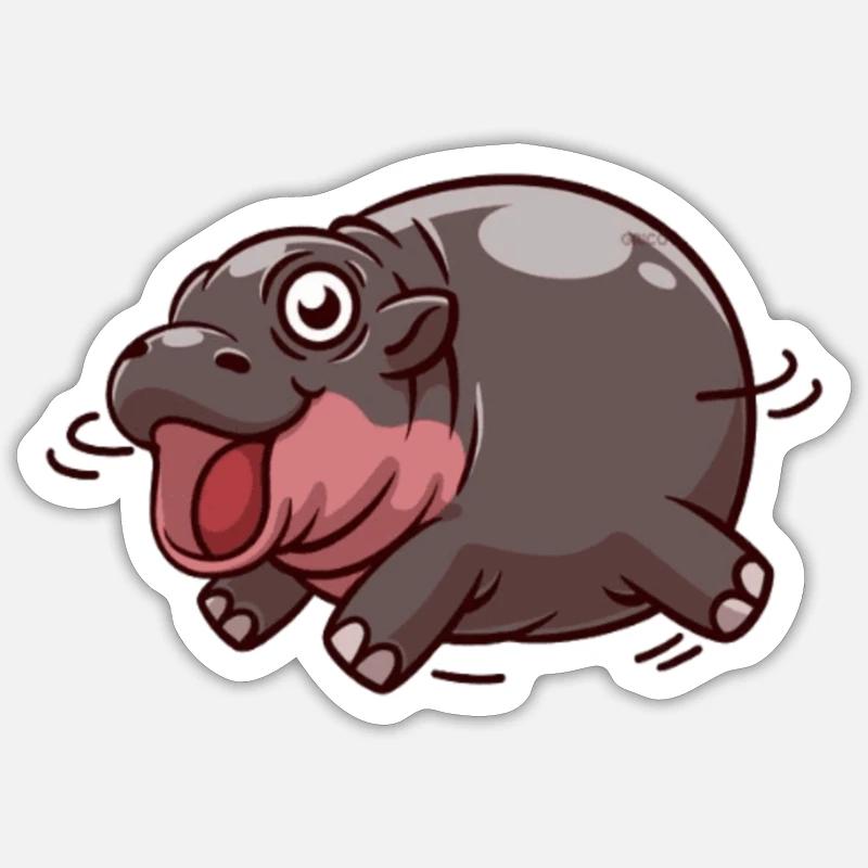 moo deng - Sticker taille S (10 x 10 cm) - blanc mat