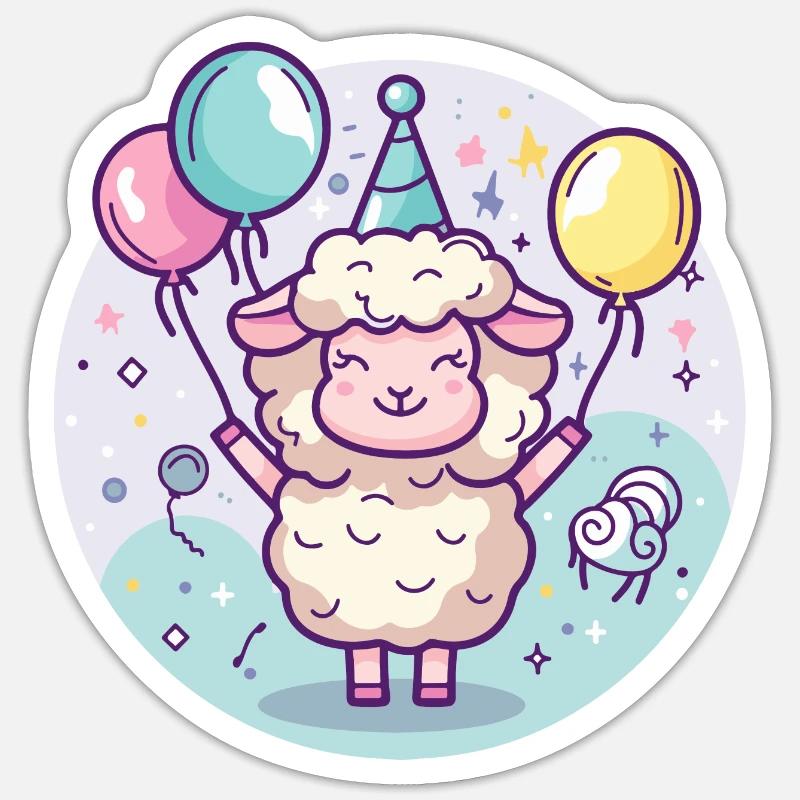 Mouton Anniversaire Bébé - Sticker taille S (10 x 10 cm) - blanc mat