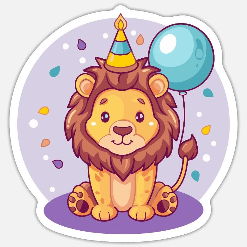 Leo Anniversaire Bébé - Sticker taille S (10 x 10 cm) - blanc mat