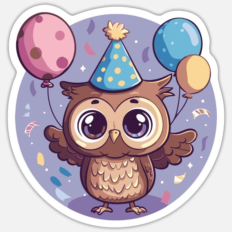 Eule Geburtstag Baby - Sticker Größe S (10 x 10 cm) - Mattweiß